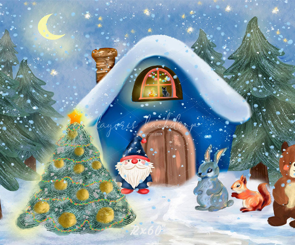 Forest Animals Santa Claus Christmas Backdrop - Layoris