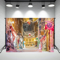 Layoris Bustling Streets Snowy Christmas Backdrop