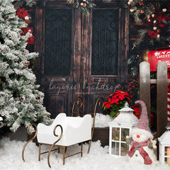 Retro Door Mailbox Snowman Christmas Backdrop - Layoris
