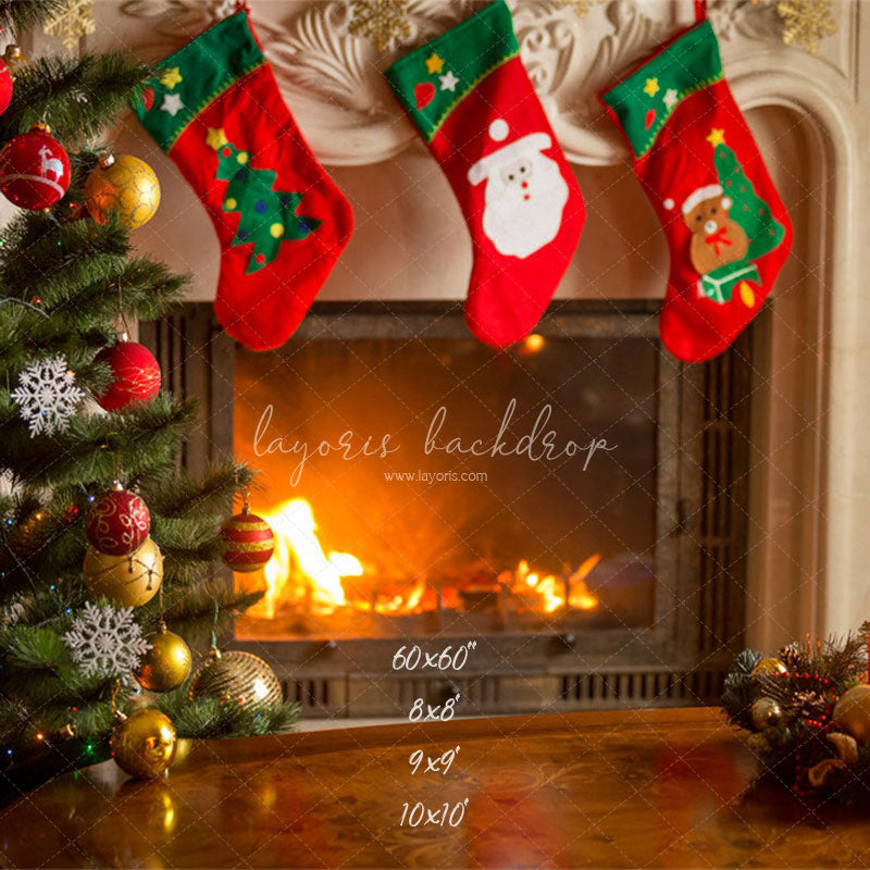 Socks Stove Merry Christmas Backdrop - Layoris