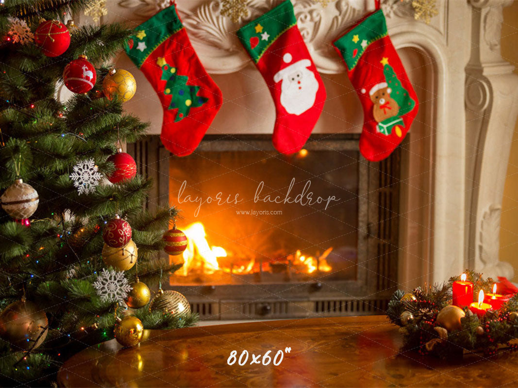 Socks Stove Merry Christmas Backdrop - Layoris