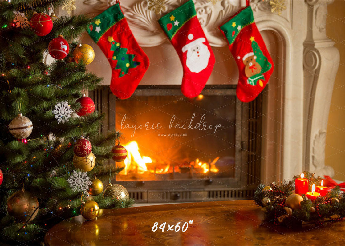Socks Stove Merry Christmas Backdrop - Layoris