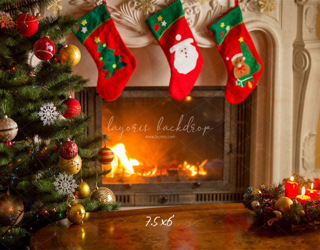 Socks Stove Merry Christmas Backdrop - Layoris