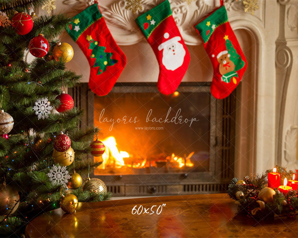 Socks Stove Merry Christmas Backdrop - Layoris