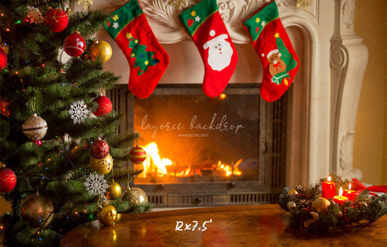 Socks Stove Merry Christmas Backdrop - Layoris