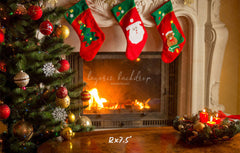 Socks Stove Merry Christmas Backdrop - Layoris