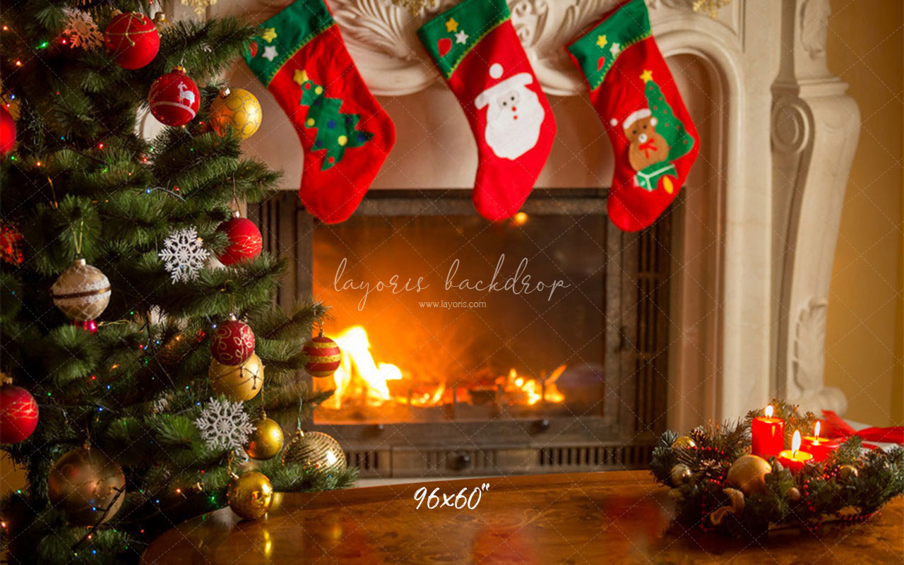 Socks Stove Merry Christmas Backdrop - Layoris