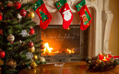 Socks Stove Merry Christmas Backdrop - Layoris