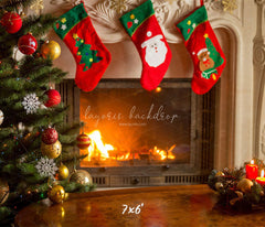 Socks Stove Merry Christmas Backdrop - Layoris
