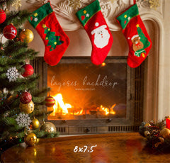 Socks Stove Merry Christmas Backdrop - Layoris