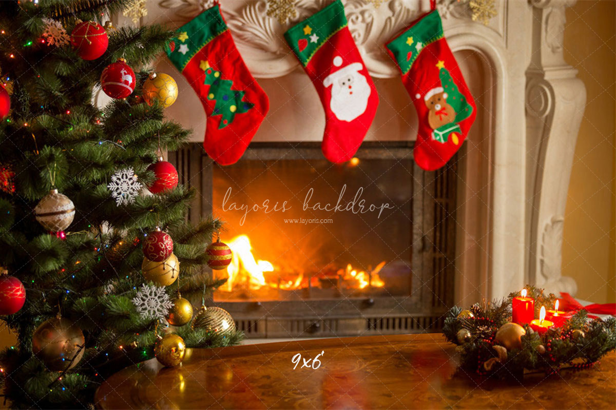 Socks Stove Merry Christmas Backdrop - Layoris