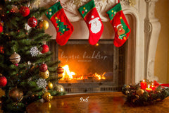 Socks Stove Merry Christmas Backdrop - Layoris