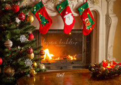 Socks Stove Merry Christmas Backdrop - Layoris