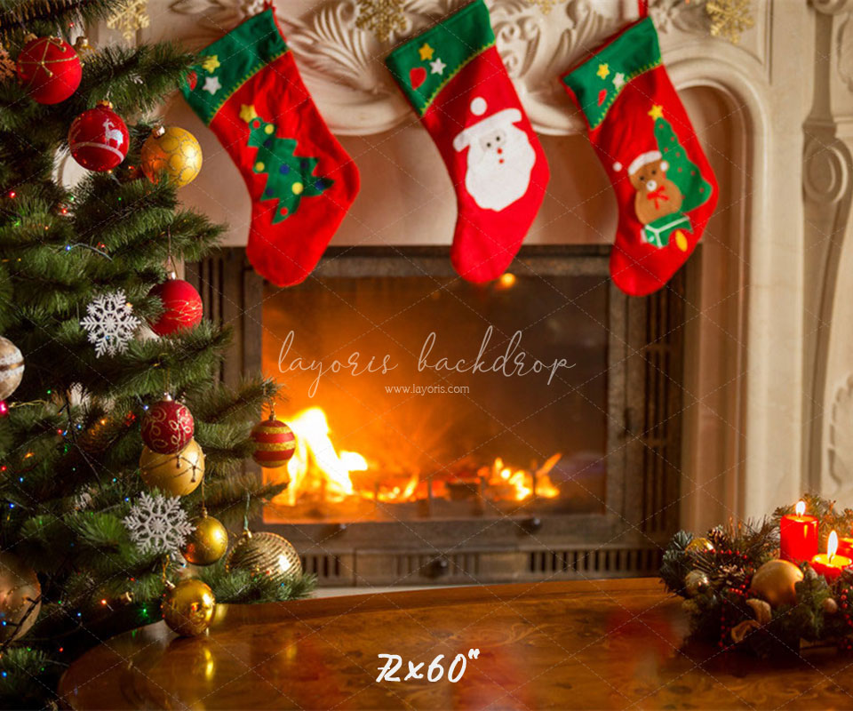 Socks Stove Merry Christmas Backdrop - Layoris