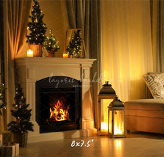 Warm Room Fireplace Christmas Photo Backdrop - Layoris
