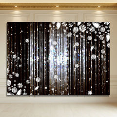 Layoris Silver Glitter Diamonds Black Birthday Party Backdrop