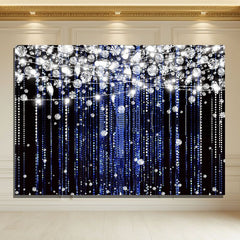 Layoris Silver Glitter Diamond Blue Birthday Backdrop