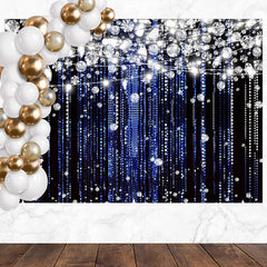Layoris Silver Glitter Diamond Blue Birthday Backdrop