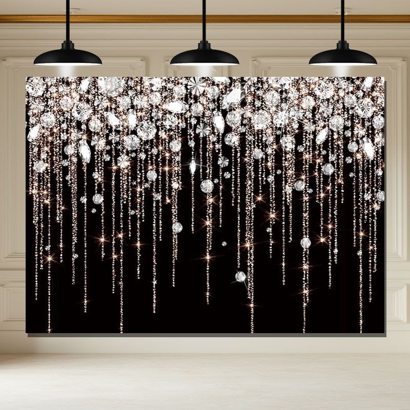 Layoris Sparkling Diamond Black Birthday Backdrop