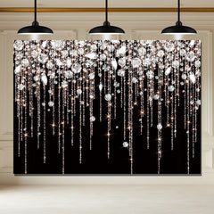 Layoris Sparkling Diamond Black Birthday Backdrop