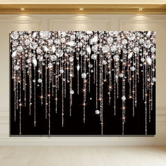 Layoris Sparkling Diamond Black Birthday Backdrop