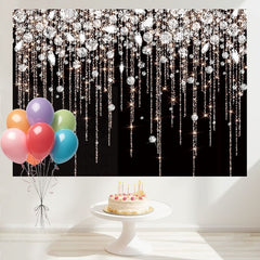 Layoris Sparkling Diamond Black Birthday Backdrop