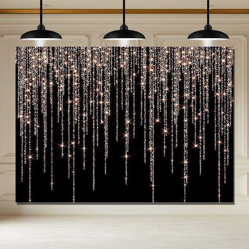 Layoris Sparkling Diamond Curtain Black Birthday Backdrop