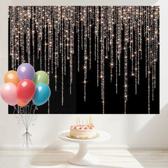 Layoris Sparkling Diamond Curtain Black Birthday Backdrop