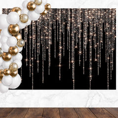 Layoris Sparkling Diamond Curtain Black Birthday Backdrop