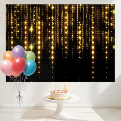 Layoris Shining Gold Tassel Black Birthday Backdrop