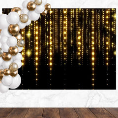 Layoris Shining Gold Tassel Black Birthday Backdrop