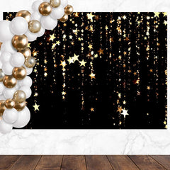 Layoris Shining Golden Stars Birthday Backdrop