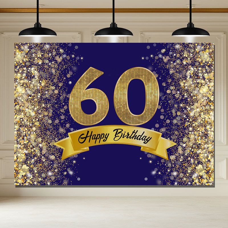 Layoris Dazzling Gold And Blue 60Th Birthday Backdrop