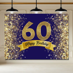 Layoris Dazzling Gold And Blue 60Th Birthday Backdrop