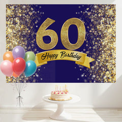Layoris Dazzling Gold And Blue 60Th Birthday Backdrop