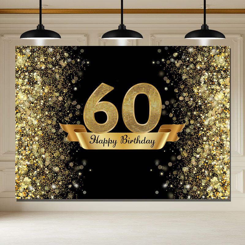 Layoris Dazzling Gold And Black 60Th Birthday Backdrop