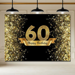 Layoris Dazzling Gold And Black 60Th Birthday Backdrop