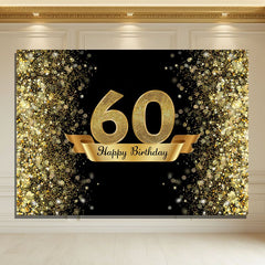 Layoris Dazzling Gold And Black 60Th Birthday Backdrop