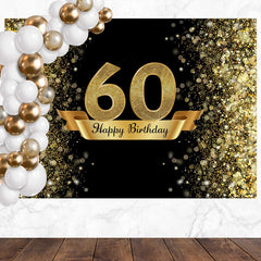 Layoris Dazzling Gold And Black 60Th Birthday Backdrop