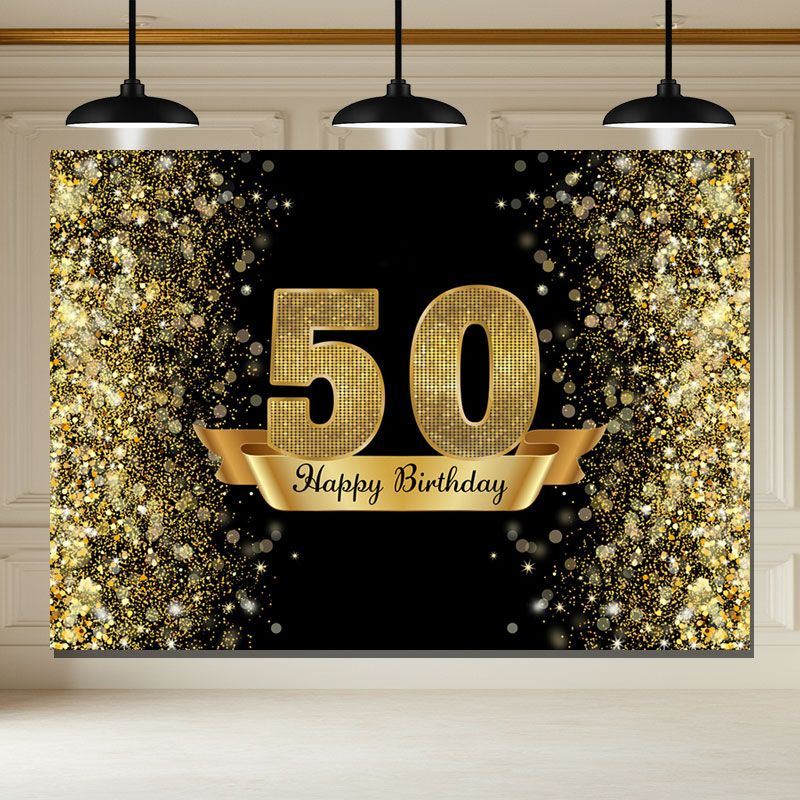 Layoris Dazzling Gold And Black 50Th Birthday Backdrop