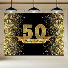 Layoris Dazzling Gold And Black 50Th Birthday Backdrop