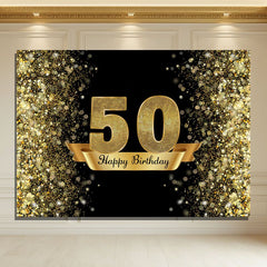 Layoris Dazzling Gold And Black 50Th Birthday Backdrop