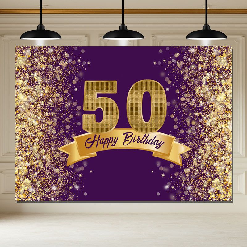 Layoris Dazzling Gold And Purple 50Th Birthday Backdrop