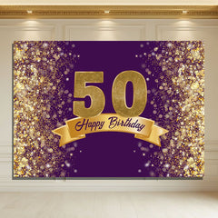 Layoris Dazzling Gold And Purple 50Th Birthday Backdrop