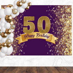 Layoris Dazzling Gold And Purple 50Th Birthday Backdrop