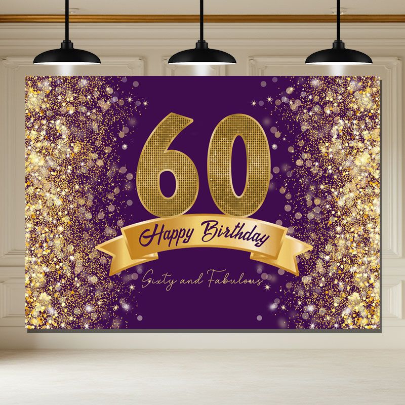 Layoris Dazzling Gold And Purple 60Th Birthday Backdrop
