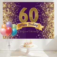 Layoris Dazzling Gold And Purple 60Th Birthday Backdrop
