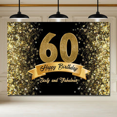 Layoris Golden Dazzling Starlight Black 60Th Birthday Backdrop
