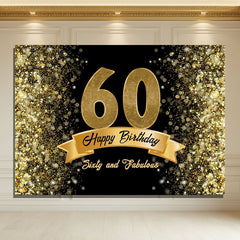 Layoris Golden Dazzling Starlight Black 60Th Birthday Backdrop