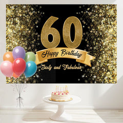 Layoris Golden Dazzling Starlight Black 60Th Birthday Backdrop